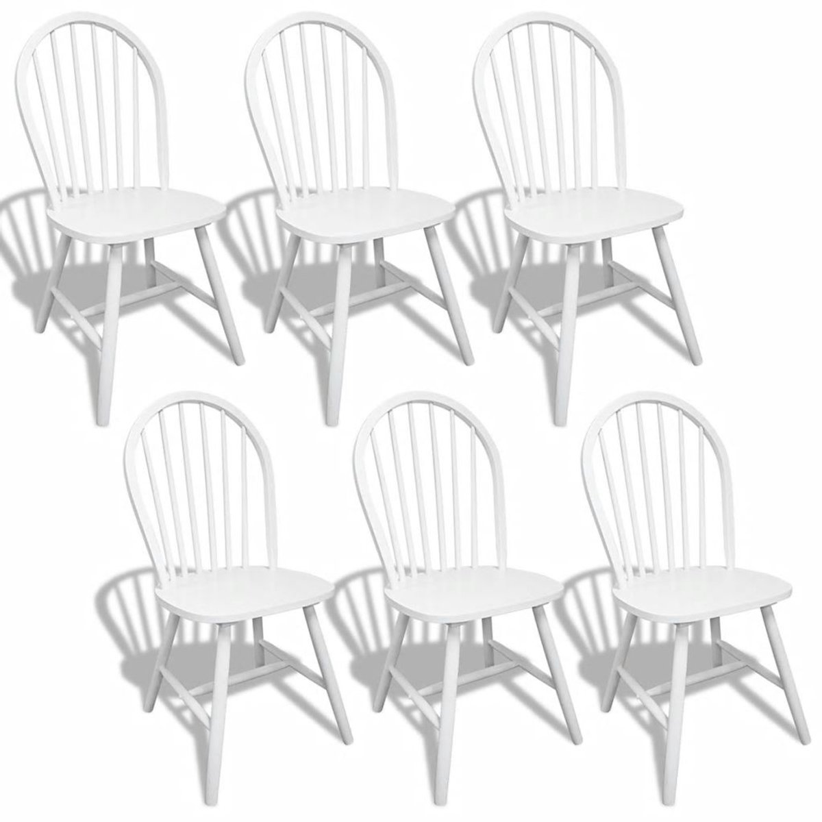 vidaXL - Eetkamerstoelen - 6 - st - massief - rubberwood - wit