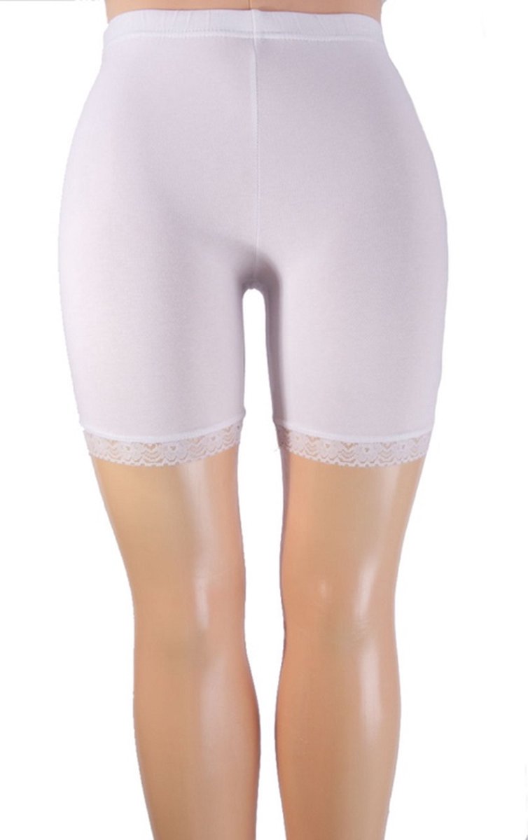 Yellow Moon Korte Meisjes legging met kanten boordje | Wit