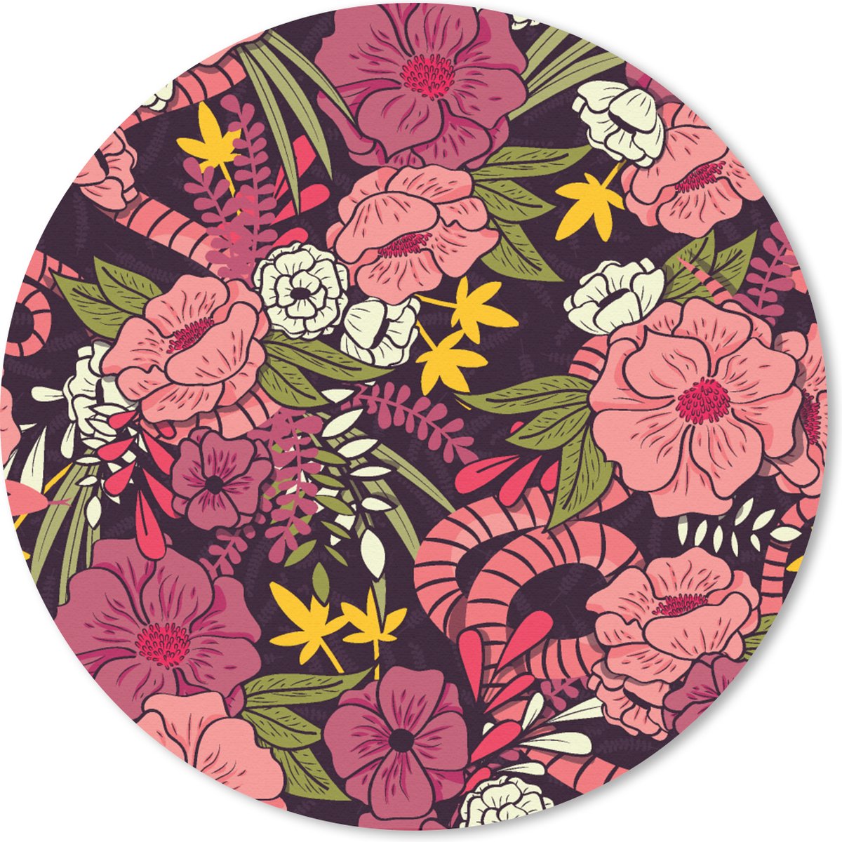 Muismat rond 20x20 cm - Mousepad Jungle - Bloemen - Patronen - Ronde muismatten