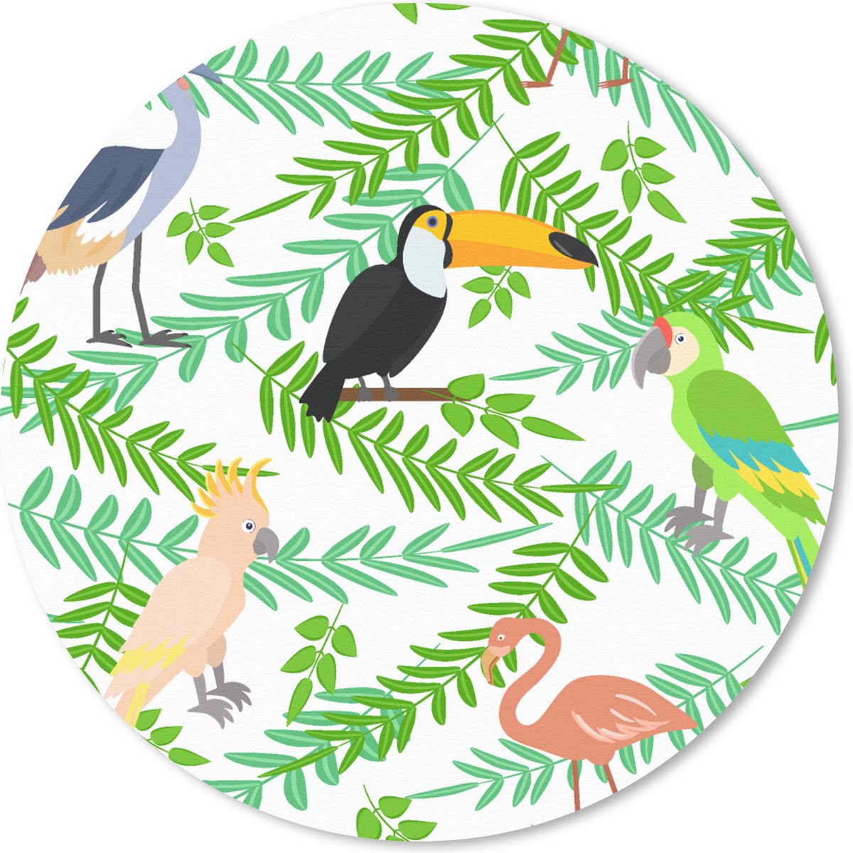 Muismat rond 40x40 cm - Mousepad Jungle - Vogel - Patronen - Ronde muismatten