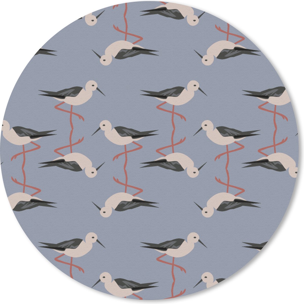 Muismat rond 20x20 cm - Mousepad Vogel - Ooievaar - Patroon - Ronde muismatten