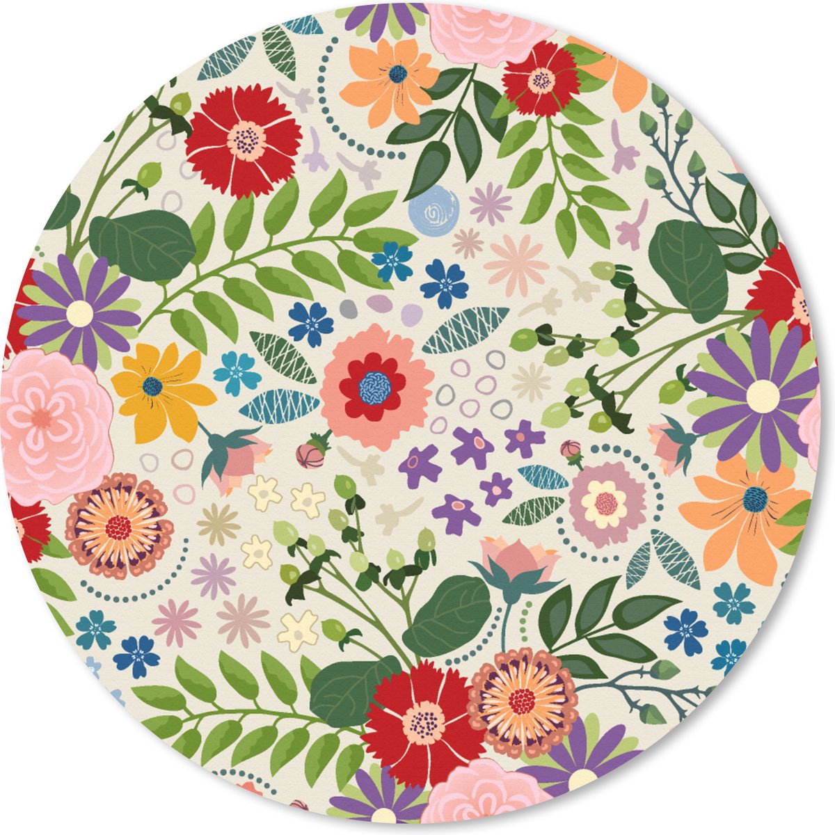 Muismat rond 30x30 cm - Mousepad Bladeren - Bloemen - Design - Ronde muismatten