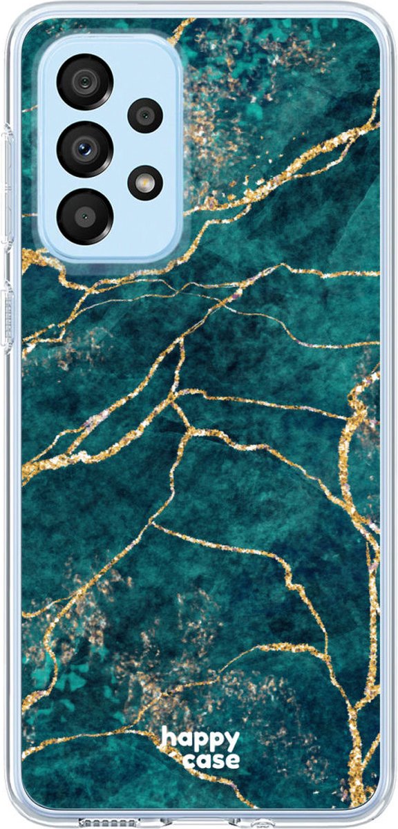 HappyCase Hoesje Flexibel TPU Aqua Marmer Print Geschikt voor Samsung Galaxy A33