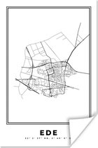 Poster Nederland – Ede – Stadskaart – Kaart – Zwart Wit – Plattegrond - 120x180 cm XXL