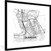 Cadre photo avec affiche Zwart Wit- Zaandam - Plan de la ville - Zwart Wit - Plan d'étage - Carte - 40x40 cm - Cadre pour affiche