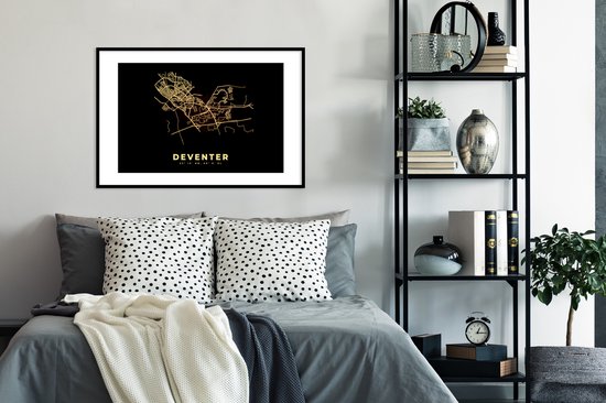 Cadre photo avec affiche - Deventer - Plan de la ville - Carte - Carte - Nederland - 90x60 cm - Cadre pour affiche