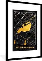 Fotolijst incl. Poster - Kaart - Plattegrond - Stadskaart - Nederland - Westeinder Plassen - 60x90 cm - Posterlijst