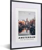 Fotolijst incl. Poster - Amsterdam - Nederland - Architectuur - Water - 30x40 cm - Posterlijst