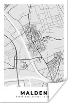 Poster Malden - Plattegrond - Stadskaart - Kaart - Nederland - Zwart Wit - 40x60 cm
