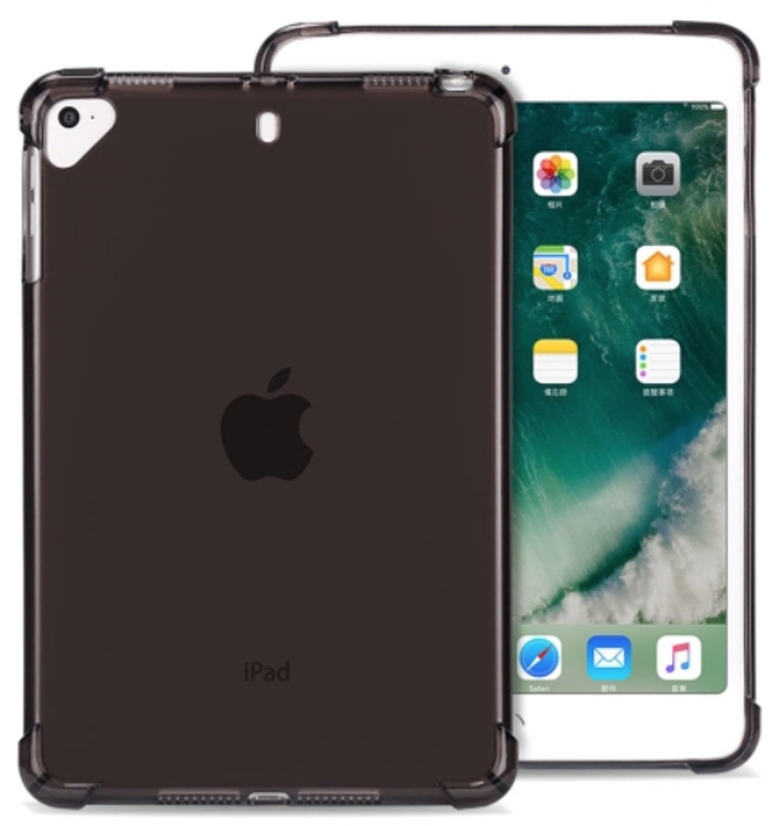 Mobigear Tablethoes geschikt voor Dunne Apple iPad 6 (2018) Hoes Flexibel TPU | Mobigear Cushion Backcover | iPad 6 (2018) Case | Back Cover - Zwart