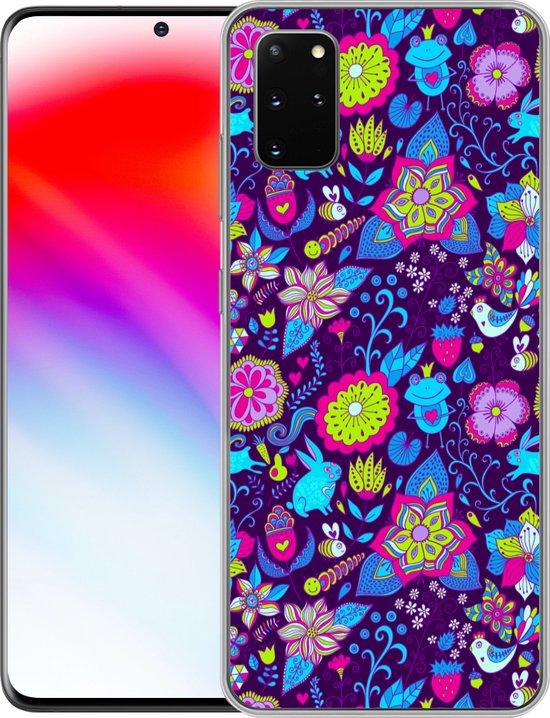 Coque Samsung Galaxy S20 Plus - Filles - Lapin - Rose - Motifs - Fille - Kids - Enfants - Coque de téléphone en Siliconen