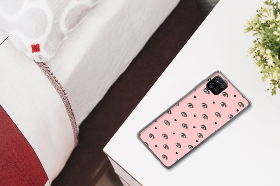 Coque Samsung Galaxy A12 - Fille - Yeux - Rose - Motifs - Fille - Kids - Enfants - Coque de téléphone en Siliconen