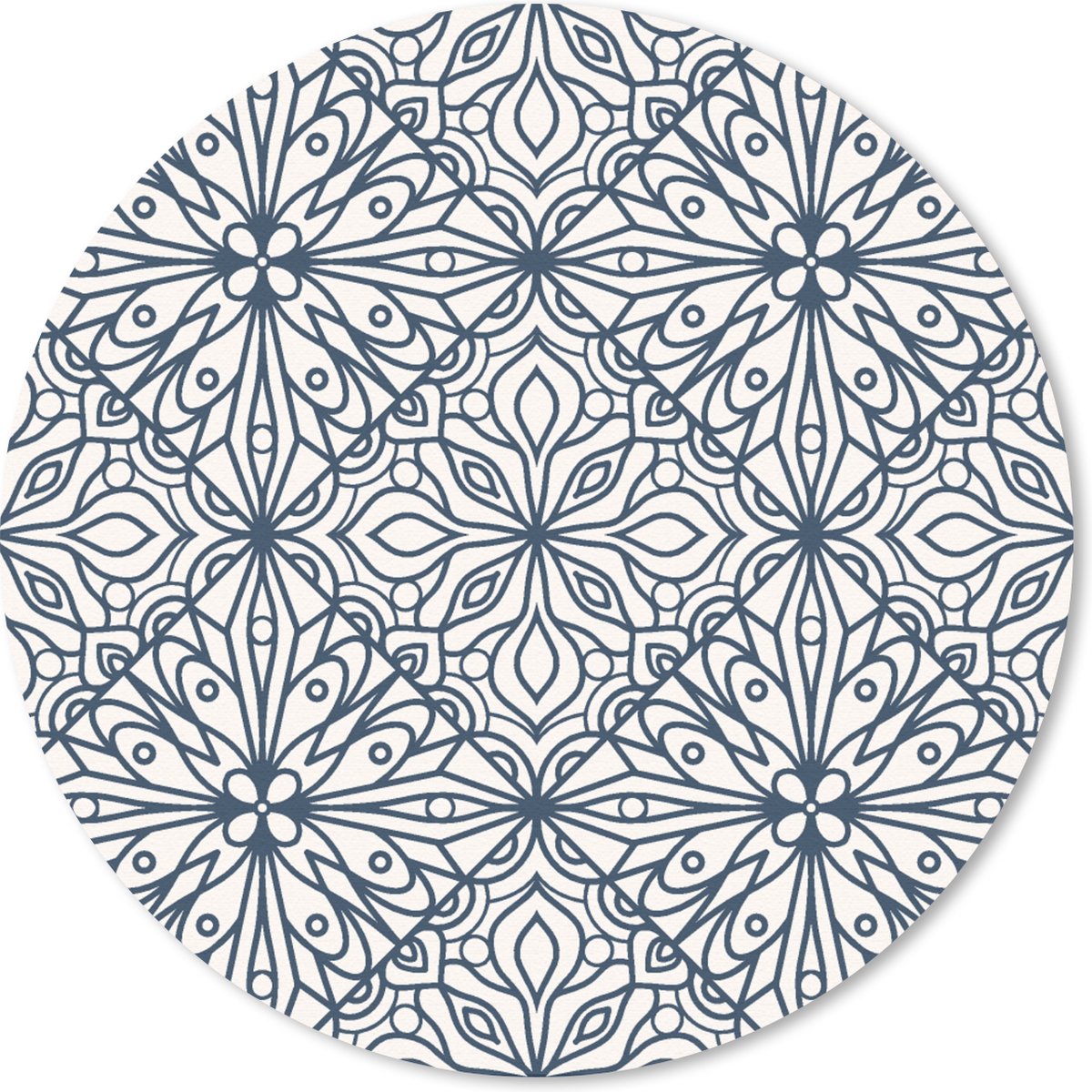 Muismat rond 50x50 cm - Mousepad Patronen - Ruit - Zwart - Wit - Ronde muismatten