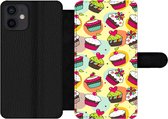 Bookcase Geschikt voor iPhone 12 telefoonhoesje - Meisjes - Cupcake - Patronen - Girl - Kids - Kinderen - Kindje - Met vakjes - Wallet case met magneetsluiting