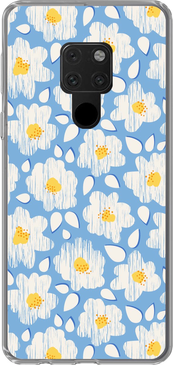 Telefoonhoesje Geschikt voor Huawei P40 Lite hoesje - Meiden - Bloemen - Blauw - Patronen - Girl - Kids - Kinderen - Kind - Siliconen Telefoonhoesje Telefoonhoesje