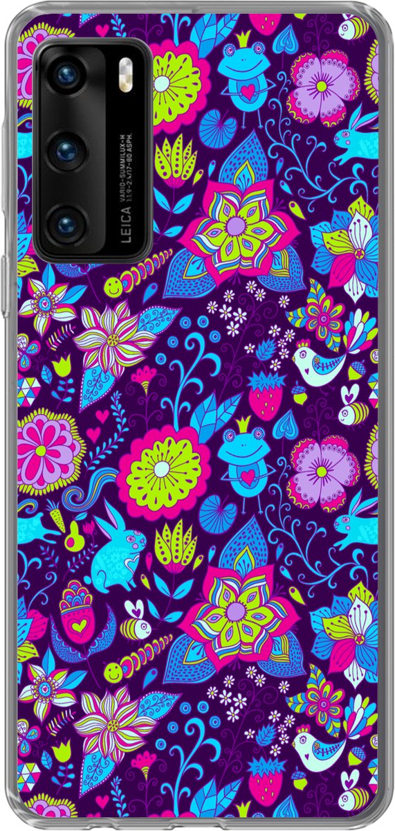 Telefoonhoesje Geschikt voor Huawei P40 hoesje - Meisjes - Konijn - Roze - Patronen - Girl - Kids - Kinderen - Siliconen Telefoonhoesje Telefoonhoesje