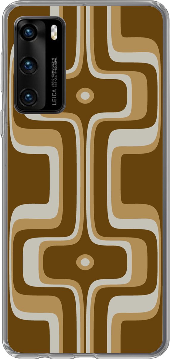 Telefoonhoesje Geschikt voor Huawei P40 hoesje - Retro - Design - Bruin - Siliconen Telefoonhoesje Telefoonhoesje