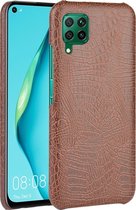 Mobigear Hoesje geschikt voor Huawei P40 Lite Telefoonhoesje Hardcase | Mobigear Croco Backcover | P40 Lite Case | Back Cover - Bruin
