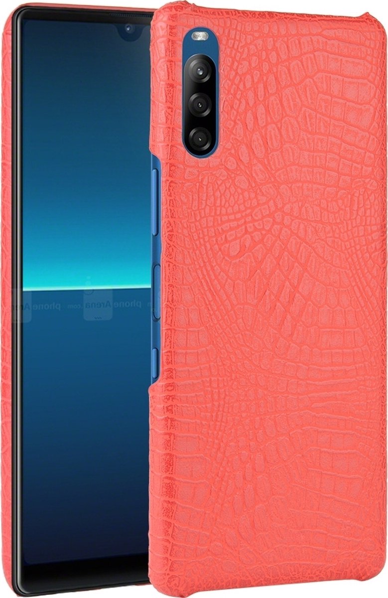 Mobigear Hoesje geschikt voor Sony Xperia L4 Telefoonhoesje Hardcase | Mobigear Croco Backcover | Xperia L4 Case | Back Cover - Rood