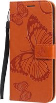 Mobigear Telefoonhoesje geschikt voor Motorola Moto E6s (2020) Hoesje | Mobigear Butterfly Bookcase Portemonnee | Pasjeshouder voor 2 Pasjes | Telefoonhoesje voor Pinpas / OV Kaart / Rijbewijs - Oranje