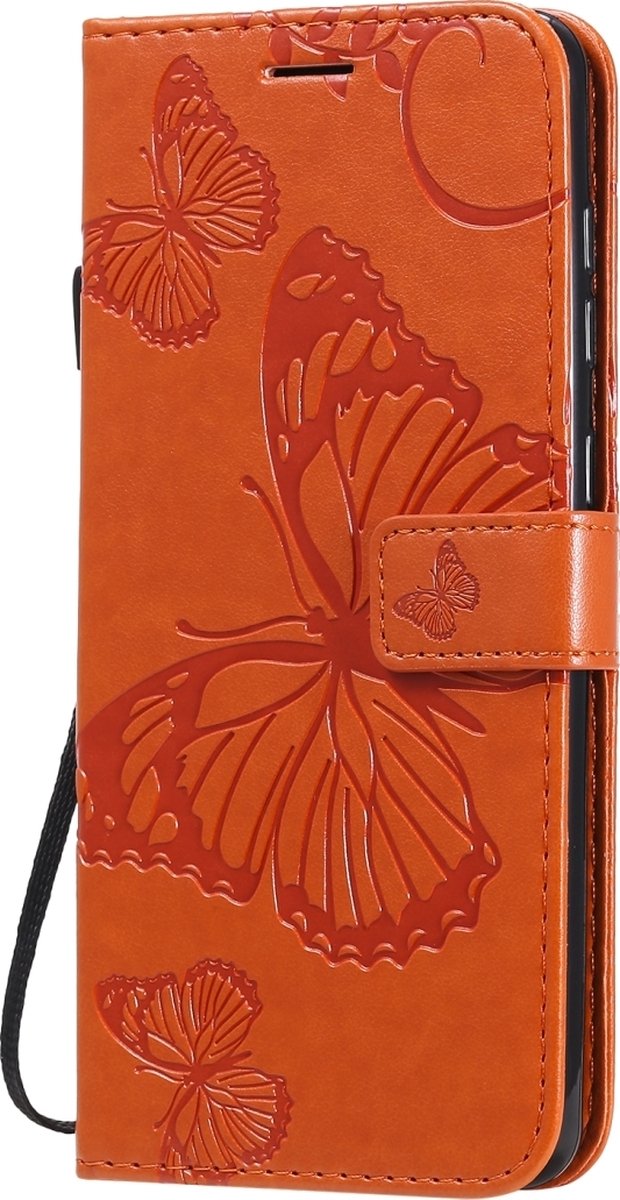 Mobigear Telefoonhoesje geschikt voor Samsung Galaxy A21s Hoesje | Mobigear Butterfly Bookcase Portemonnee | Pasjeshouder voor 2 Pasjes | Telefoonhoesje voor Pinpas / OV Kaart / Rijbewijs - Oranje