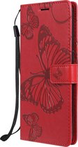 Mobigear Telefoonhoesje geschikt voor OnePlus Nord N10 5G Hoesje | Mobigear Butterfly Bookcase Portemonnee | Pasjeshouder voor 2 Pasjes | Telefoonhoesje voor Pinpas / OV Kaart / Rijbewijs - Rood