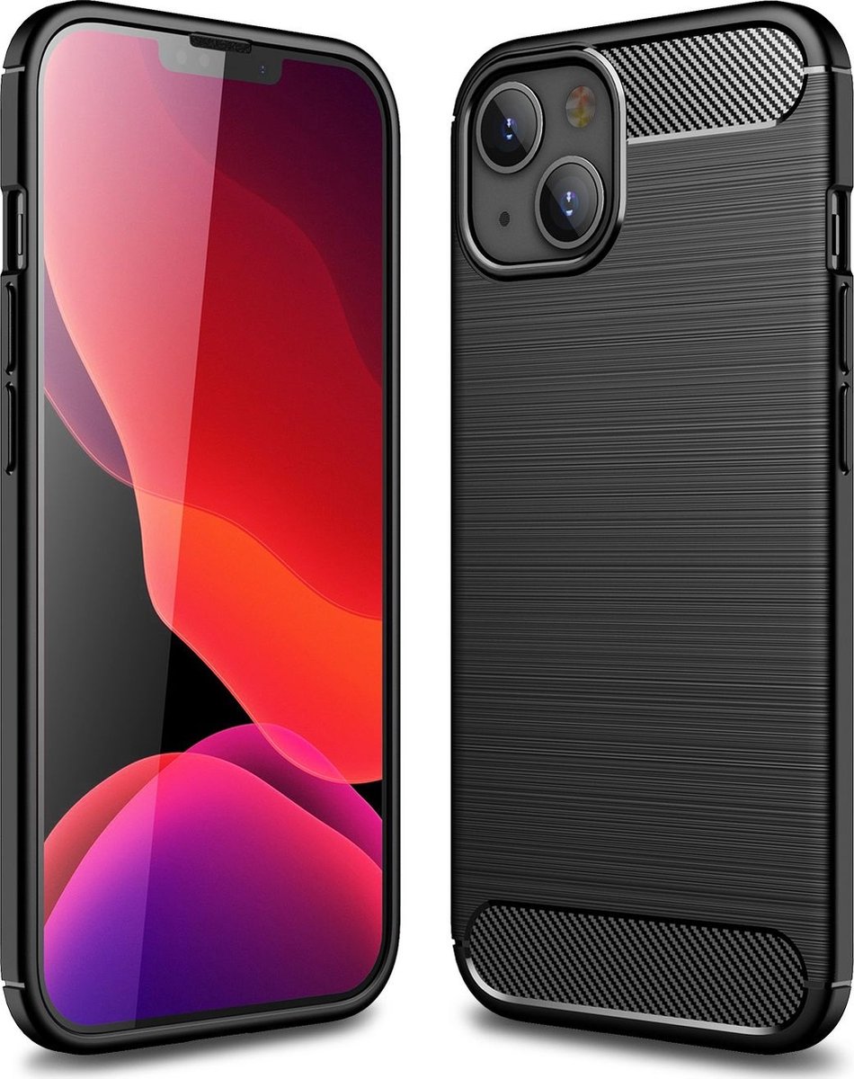 Mobigear Hoesje geschikt voor Apple iPhone 13 Mini Telefoonhoesje Flexibel TPU | Mobigear Brushed Slim Backcover | iPhone 13 Mini Case | Back Cover - Zwart