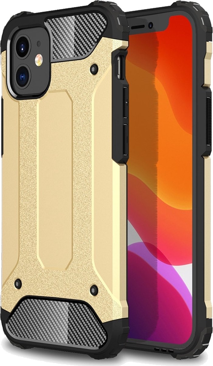 Mobigear Hoesje geschikt voor Apple iPhone 12 Mini Telefoonhoesje Hardcase | Mobigear Outdoor Backcover Shockproof | Schokbestendig iPhone 12 Mini Telefoonhoesje | Anti Shock Proof - Goud