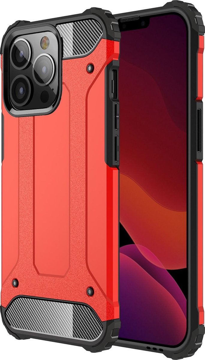 Mobigear Hoesje geschikt voor Apple iPhone 13 Pro Max Telefoonhoesje Hardcase | Mobigear Outdoor Backcover Shockproof | Schokbestendig iPhone 13 Pro Max Telefoonhoesje | Anti Shock Proof - Rood