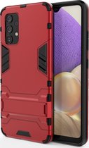 Mobigear Hoesje geschikt voor Samsung Galaxy A32 4G Telefoonhoesje Hardcase | Mobigear Armor Stand Backcover Shockproof met Standaard | Schokbestendig Galaxy A32 4G Telefoonhoesje | Anti Shock Proof - Rood