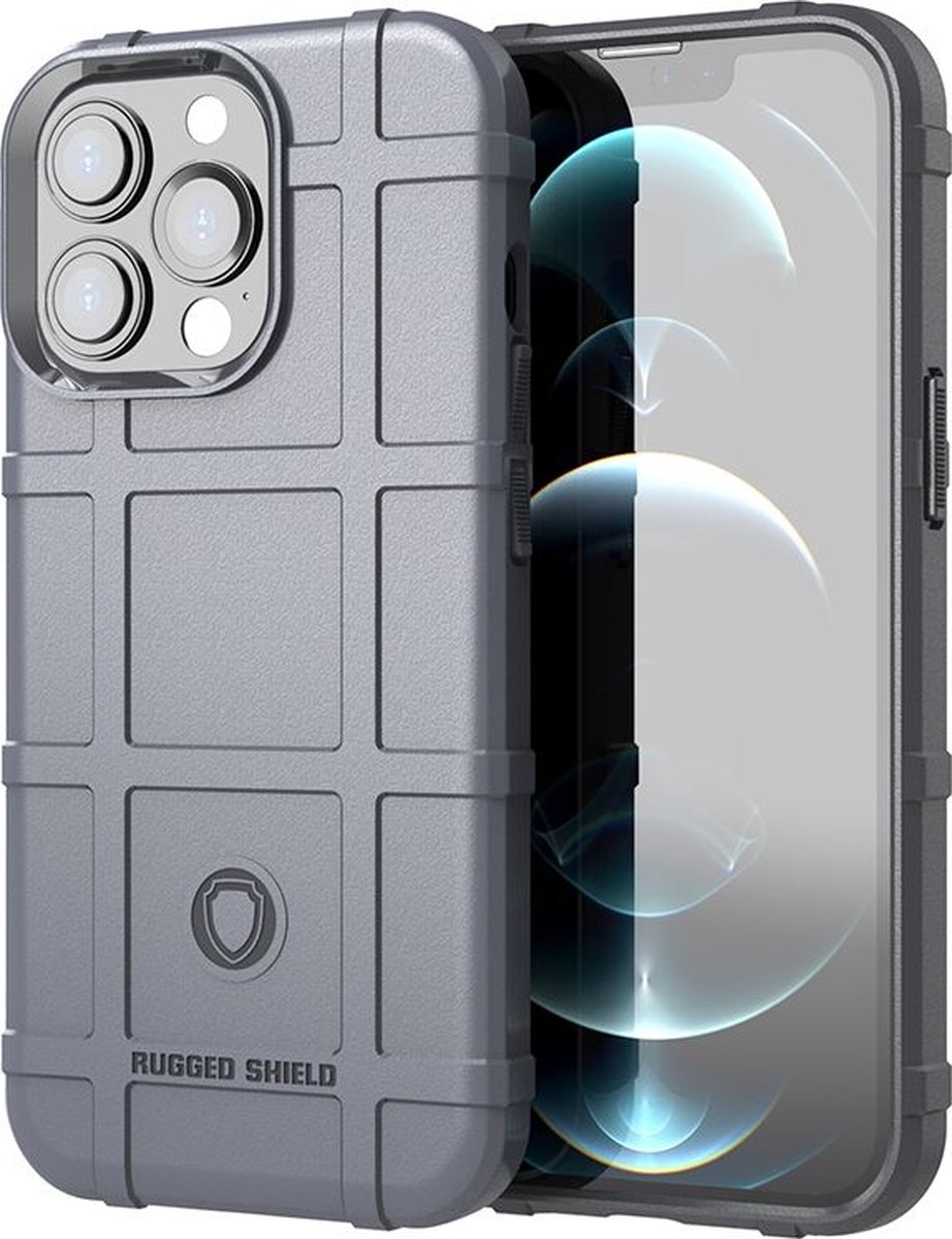 Mobigear Hoesje geschikt voor Apple iPhone 13 Pro Telefoonhoesje Flexibel TPU | Mobigear Rugged Shield Backcover Shockproof | Schokbestendig iPhone 13 Pro Telefoonhoesje | Anti Shock Proof - Grijs