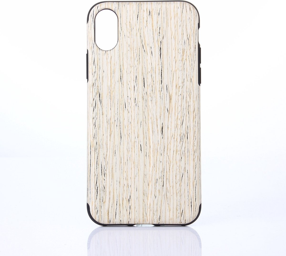 Mobigear Hoesje geschikt voor Apple iPhone XS Max Telefoonhoesje Flexibel TPU | Mobigear Nature Backcover | iPhone XS Max Case | Back Cover - Nordic Walnut | Wit