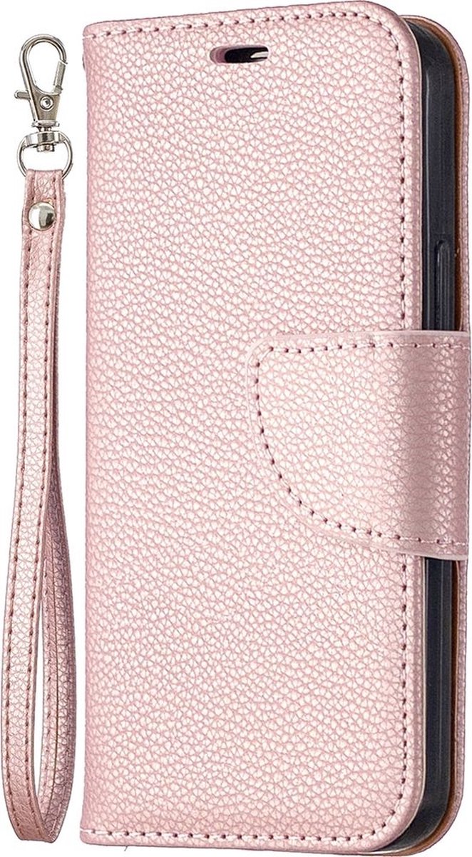Mobigear Telefoonhoesje geschikt voor Apple iPhone 12 Mini Hoesje | Mobigear Excellent Bookcase Portemonnee | Pasjeshouder voor 2 Pasjes | Telefoonhoesje voor Pinpas / OV Kaart / Rijbewijs - Roségoud