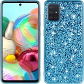 Mobigear Hoesje geschikt voor Samsung Galaxy A51 Telefoonhoesje Hardcase | Mobigear Glitter Backcover | Galaxy A51 Case | Back Cover - Blauw