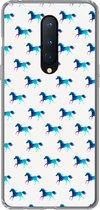 Geschikt voor OnePlus 8 hoesje - Meisjes - Paarden - Kristallen - Patronen - Girl - Blauw - Kinderen - Kind - Siliconen Telefoonhoesje