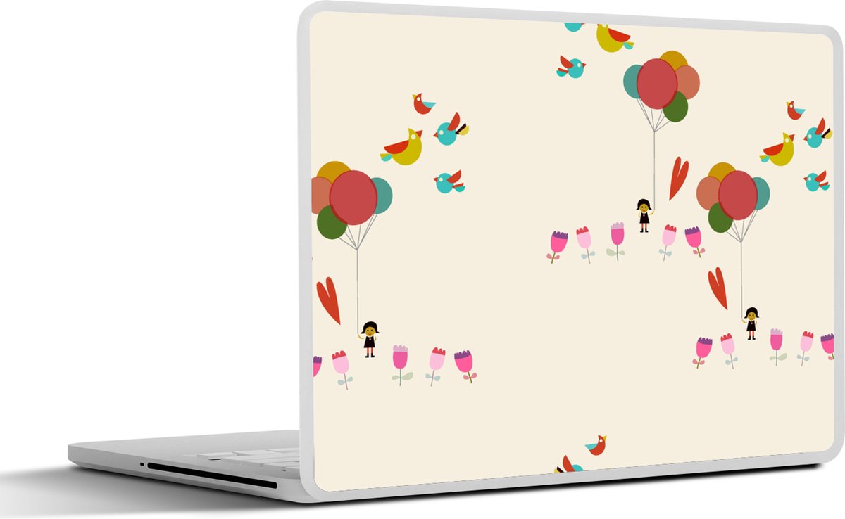Laptop sticker - 14 inch - Meisjes - Ballonnen - Bloemen - Patronen - Girl - Kids - Kinderen - 32x5x23x5cm - Laptopstickers - Laptop skin - Cover