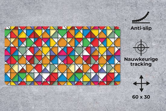 Bureau onderlegger 60x30 cm - Muismat Glas - Geometrie - Design - Bureaulegger xl - Desk mat beschermer - Computer muismatten