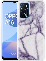 Oppo A16 / A16s Hoesje Wit Paars Marmer - Designed by Cazy