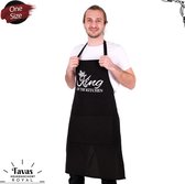 Royal Keukenschort Zwart | 65x95 cm | King of the Kitchen | Kookschort met zakken | Keukenschort voor mannen | Cadeutje- kado | Kook- BBQ