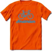 Amsterdam Fiets Stad T-Shirt | Souvenirs Holland Kleding | Dames / Heren / Unisex Koningsdag shirt | Grappig Nederland Fiets Land Cadeau | - Oranje - L