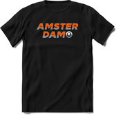 Amsterdam T-Shirt | Souvenirs Holland Kleding | Dames / Heren / Unisex Koningsdag shirt | Grappig Nederland Fiets Land Cadeau | - Zwart - L