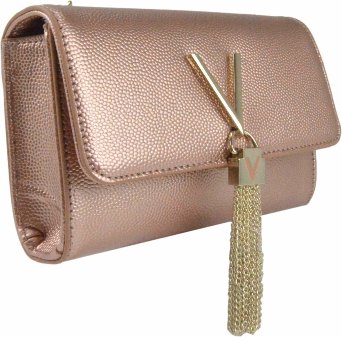 Valentino Bags Divina Oro Rosa Pebbled Clutch Bag
