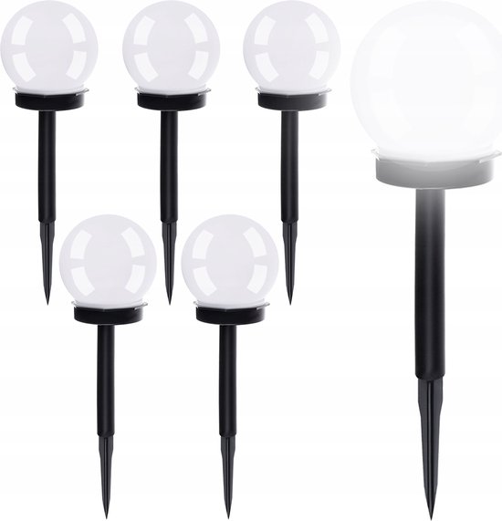 LED Solar Bollen Priklamp - Tuinverlichting op Zonne-energie - Set 6 Stuks - Maxozo Torky - Mat Zwart - Kunststof