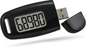 3D Stappenteller met Clip en Draagkoord - Stappen Tellen - Activity Tracker - Pedometer - Groot Scherm USB Oplaadbare Nauwkeurige Stappenteller - ZWART