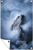 Muurdecoratie Alpen - Rots - Wolken - 120x180 cm - Tuinposter - Tuindoek - Buitenposter