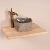 Teakea - Eiken wastafelblad met Waskom en Watervalkraan | Toilet Wastafel Set