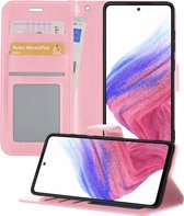 Samsung A53 Hoesje Book Case Hoes - Samsung Galaxy A53 Case Hoesje Portemonnee Cover - Samsung A53 Hoes Wallet Case Hoesje - Licht Roze