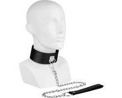 EIS, halsband, gladleerlook, met slot, incl. lijn