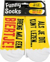 sokken Funny Socks biertje katoen geel one-size