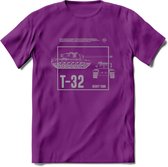 A34 Comet leger T-Shirt | Unisex Army Tank Kleding | Dames / Heren Tanks ww2 shirt | Blueprint | Grappig bouwpakket Cadeau - Paars - L